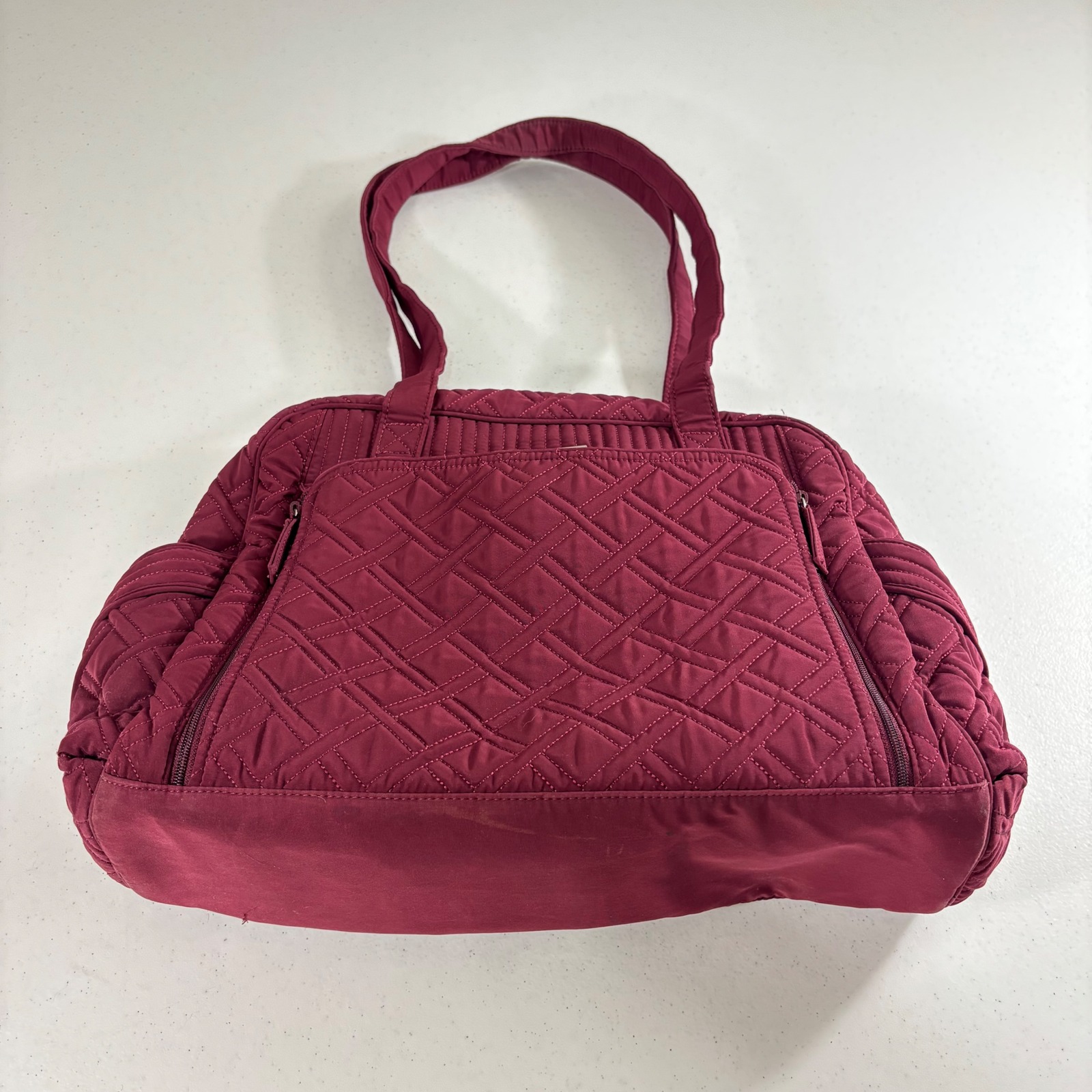 Vera Bradley Quilted Diaper Bag Burgundy Wine Tote Changing Pad Pockets